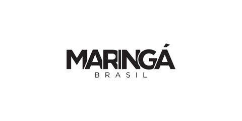 Maringa in the Brasil emblem. The design features a geometric style, vector illustration with bold typography in a modern font. The graphic slogan lettering.