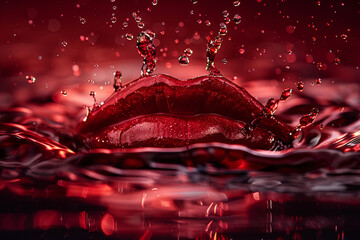 Abstract red liquid in motion, captured as a splash or drops