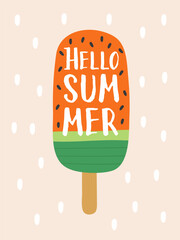 Hello summer poster. Vector