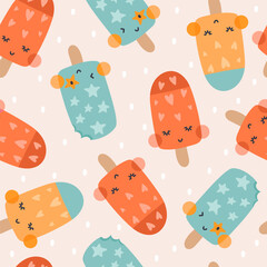 Seamless pattern with ice cream. Vector illustration - 779649030