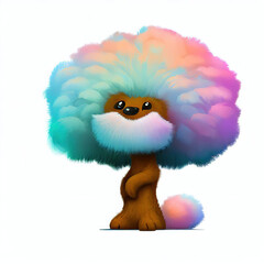 Obraz premium furry forest animal with beautiful colors and white background. with Generative AI technology 