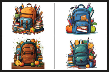 School backpack or kids schoolbag Vector illustration. Backpack Vector Illustration. Kids Backpack Vector.