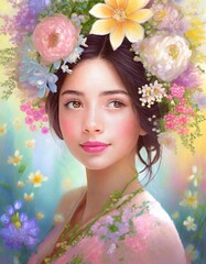 portrait of a person with flowers