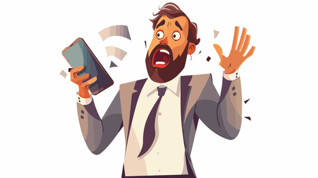 Furious businessman has received bad news on mobile sm
