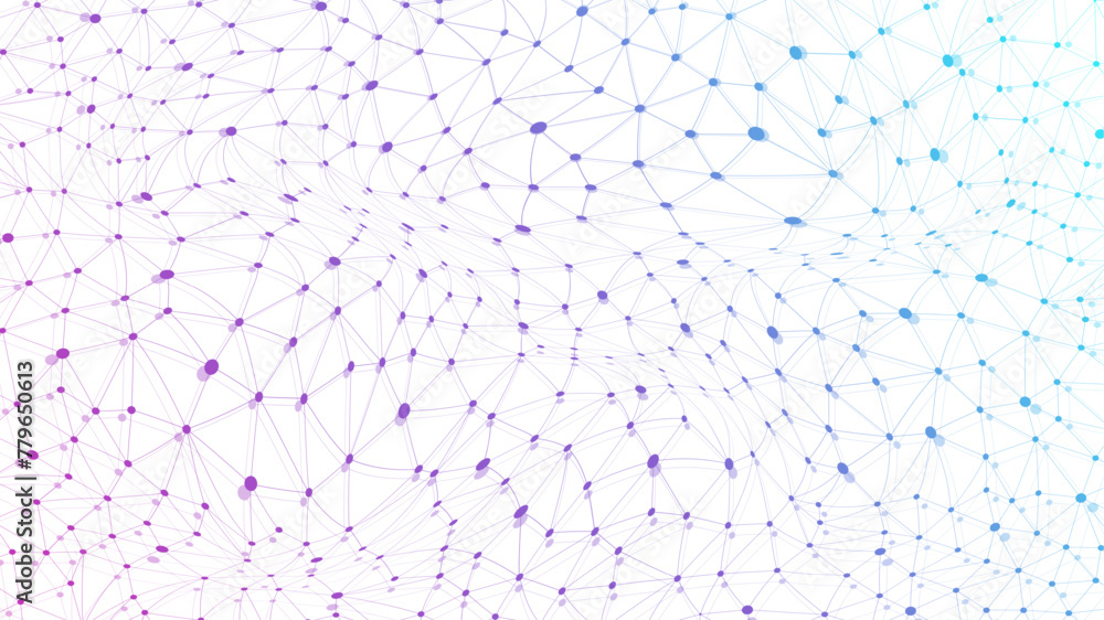 Poster Abstract tech network connection dots. Digital technology and big data analysis background. White background with plexus lines. Geometric background with abstract mesh
