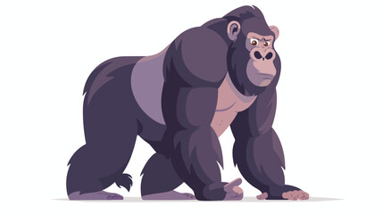 Gorilla cartoon flat vector isolated on white background