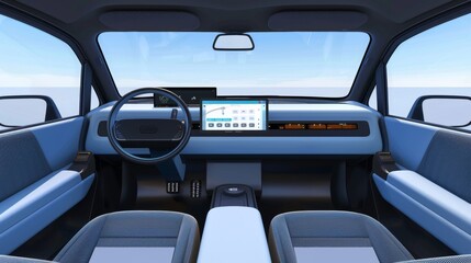 Modern Electric Vehicle Interior Design With Digital Dashboard