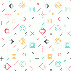 Geometric seamless pattern with a variety of colorful elements