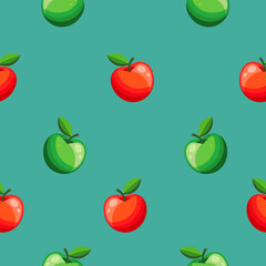 Vibrant seamless pattern of red and green apples