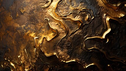 Luxurious gold seamlessly blending with abstract elements to create a rich textured design.