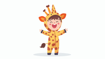 Obraz na płótnie Canvas Happy cute kid wear animal party costume flat vector isolated