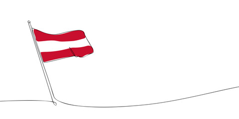 A single line drawing of a Austrian flag. Continuous line Austria icon. One line icon. Vector illustration