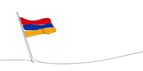 A single line drawing of a Armenian flag. Continuous line Armenia icon. One line icon. Vector illustration