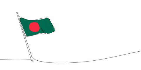 A single line drawing of a Bangladeshi flag. Continuous line Bangladesh icon. One line icon. Vector illustration