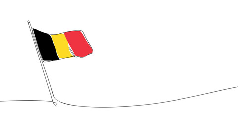 A single line drawing of a Belgian flag. Continuous line Belgium icon. One line icon. Vector illustration
