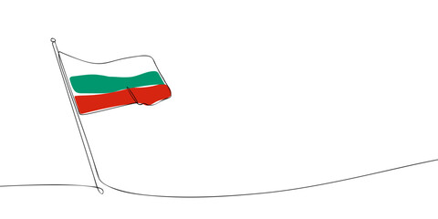 A single line drawing of a Bulgarian flag. Continuous line Bulgaria icon. One line icon. Vector illustration