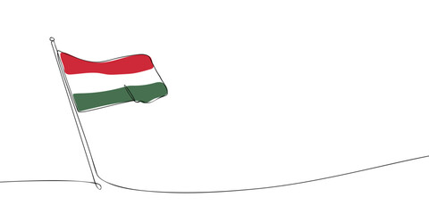 A single line drawing of a Hungarian flag. Continuous line Hungary icon. One line icon. Vector illustration
