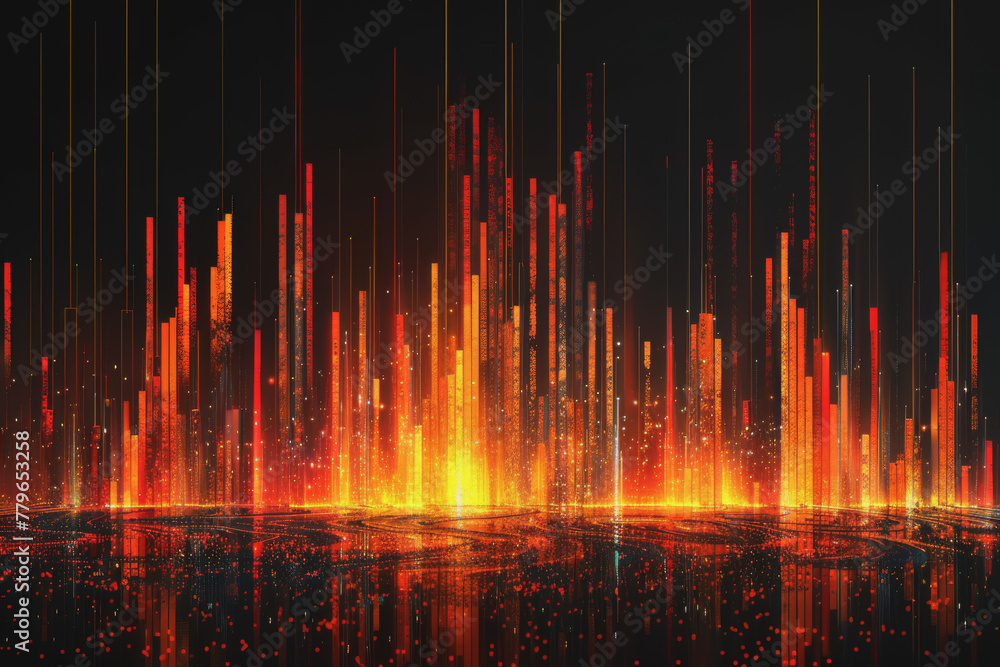 Wall mural stock market chart lines and financial graphs on technology abstract background..