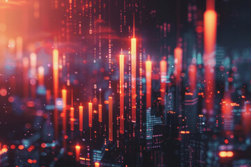 Fototapeta premium Stock market chart lines and financial graphs on technology abstract background..