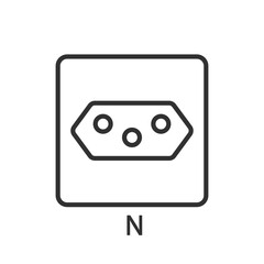 Fototapeta premium Type N electrical socket, linear icon. Line with editable stroke