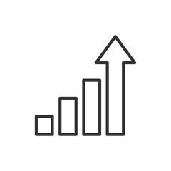 Upward growth chart with an arrow, linear icon. Line with editable stroke