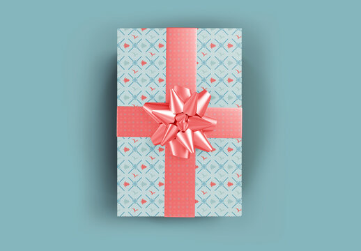 Gift Box Mockup with Bow Mockup