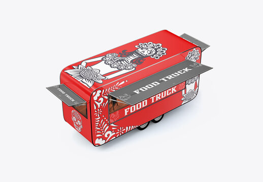 Food Truck Caravan Mockup