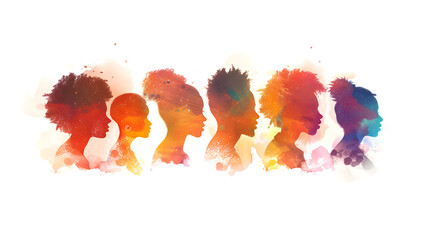 A design banner for minority mental health awareness with colorful silhouette of minority people.