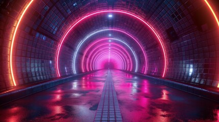 purple neon light tunnel. 