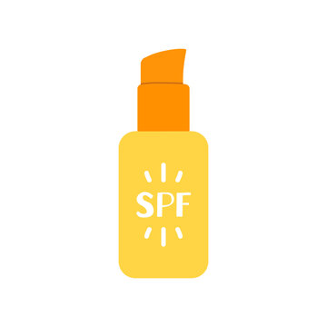 recommend clip art: Sunscreen product flat vector isolated illustration. Skincare cosmetic for sun protection. Spf bottle.
