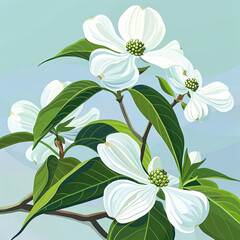 a painting of a white flower on a branch