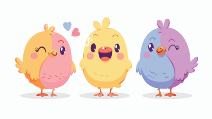 Kawaii Cute Chicks Illustration Character Flat vector