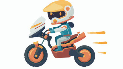 Kid programming robot bike icon. Cartoon of kid progr