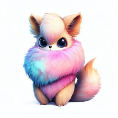 Fototapeta premium furry forest animal with beautiful colors and white backgroundwith Generative AI technology 