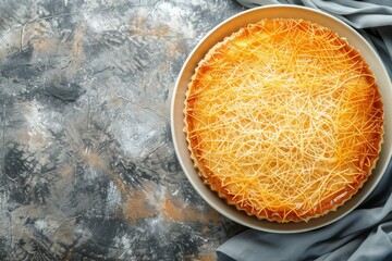 Top down view of classic Greek and Turkish dessert kadaif kataifi