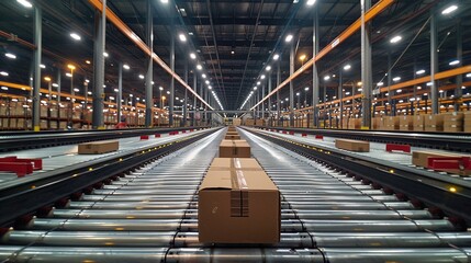 Capture the logistics and fulfillment operations behind e-commerce orders as warehouses fulfillment centers - obrazy, fototapety, plakaty