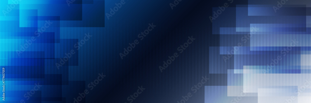 Poster abstract white, dark and light blue layered mosaic surface pattern with various random sized rectang