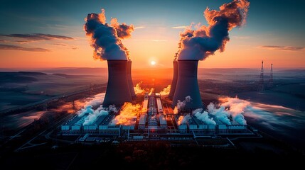 Explore the role of nuclear energy in power generation as you document nuclear power plants reactor vessels - obrazy, fototapety, plakaty