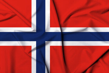 Beautifully waving and striped Norway flag, flag background texture with vibrant colors and fabric background