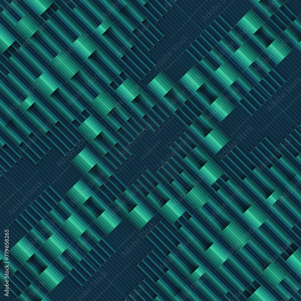 Poster Wave-like of rectangular geometric shapes. 3d rendering digital illustration