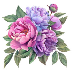 Obraz premium Bunch of flowers with leaves on Transparent Background