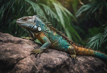 Obraz premium iguana on a branch in the jungle