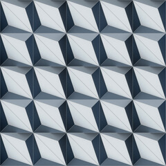 Pattern of three-dimensional diamonds in a cool blue and gray color scheme. 3d rendering illustration