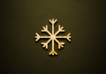 Old gold effect of snowflake logo with 3D glossy style Mockup.