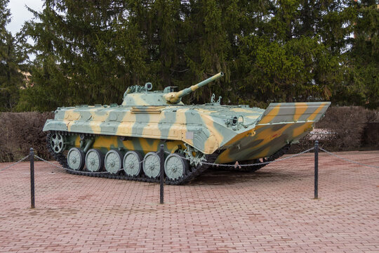 Uralsk, Oral, Kazakhstan (Qazaqstan), 07.04.2024 - Exhibition BRM reconnaissance combat vehicle on Victory Square in Uralsk.