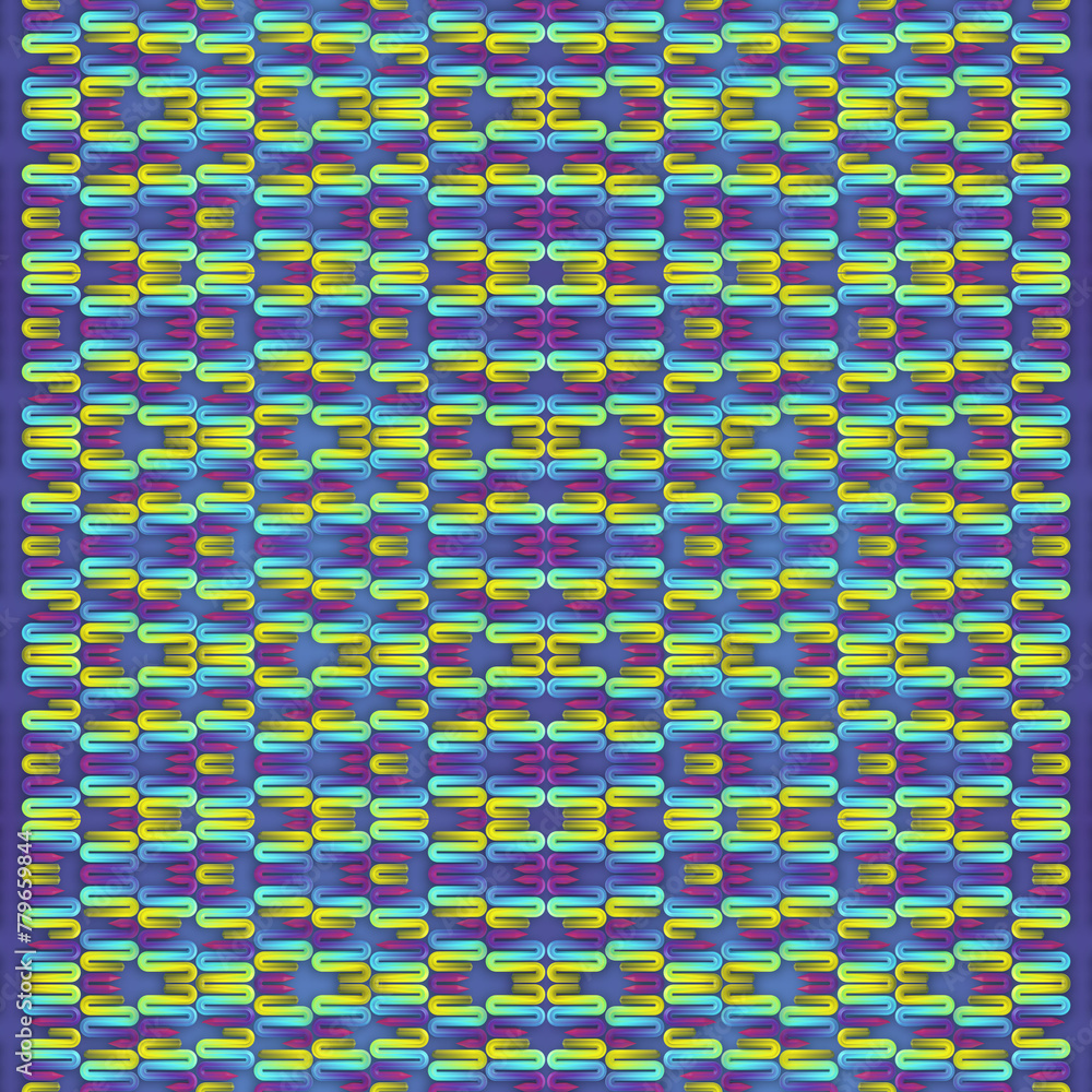 Fototapete 3d rendering digital illustration with a symmetrical wave pattern of shapes arranged in a grid