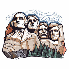 Mount Rushmore. Mount Rushmore hand-drawn comic illustration. Vector doodle style cartoon illustration - obrazy, fototapety, plakaty