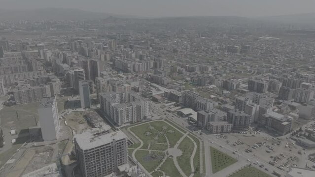 Aerial cityscape of Residential buildings in Didi Dighomi district. Tbilisi, Georgia 2024 april. d-log