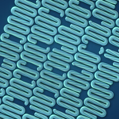Light blue wavy pattern on dark background, resembling stylized letter S or snake-like shape. 3d rendering illustration