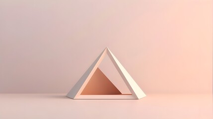 Minimalistic 3D Triangle Resting Against a Neutral Backdrop: Geometric Elegance, Hand Edited Generative AI
